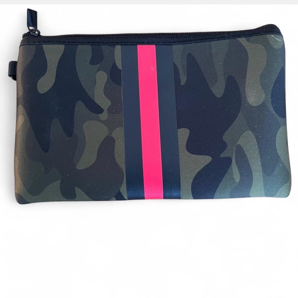 Camouflage Clutch with Black and Red Stripe